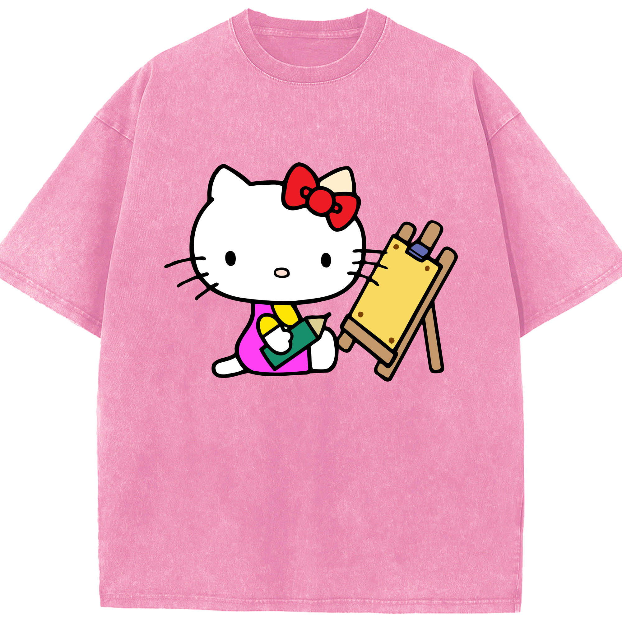 （画像用） Hello Kitty ハローキティ 綿100% ヴィンテージ風 半袖Tシャツ（フロントプリント）